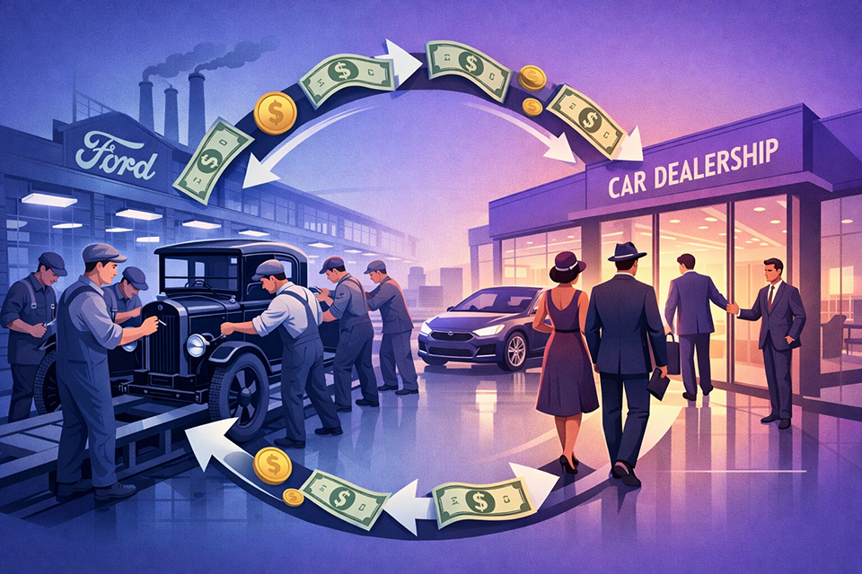 Factory workers transforming into consumers - the economic cycle Ford understood